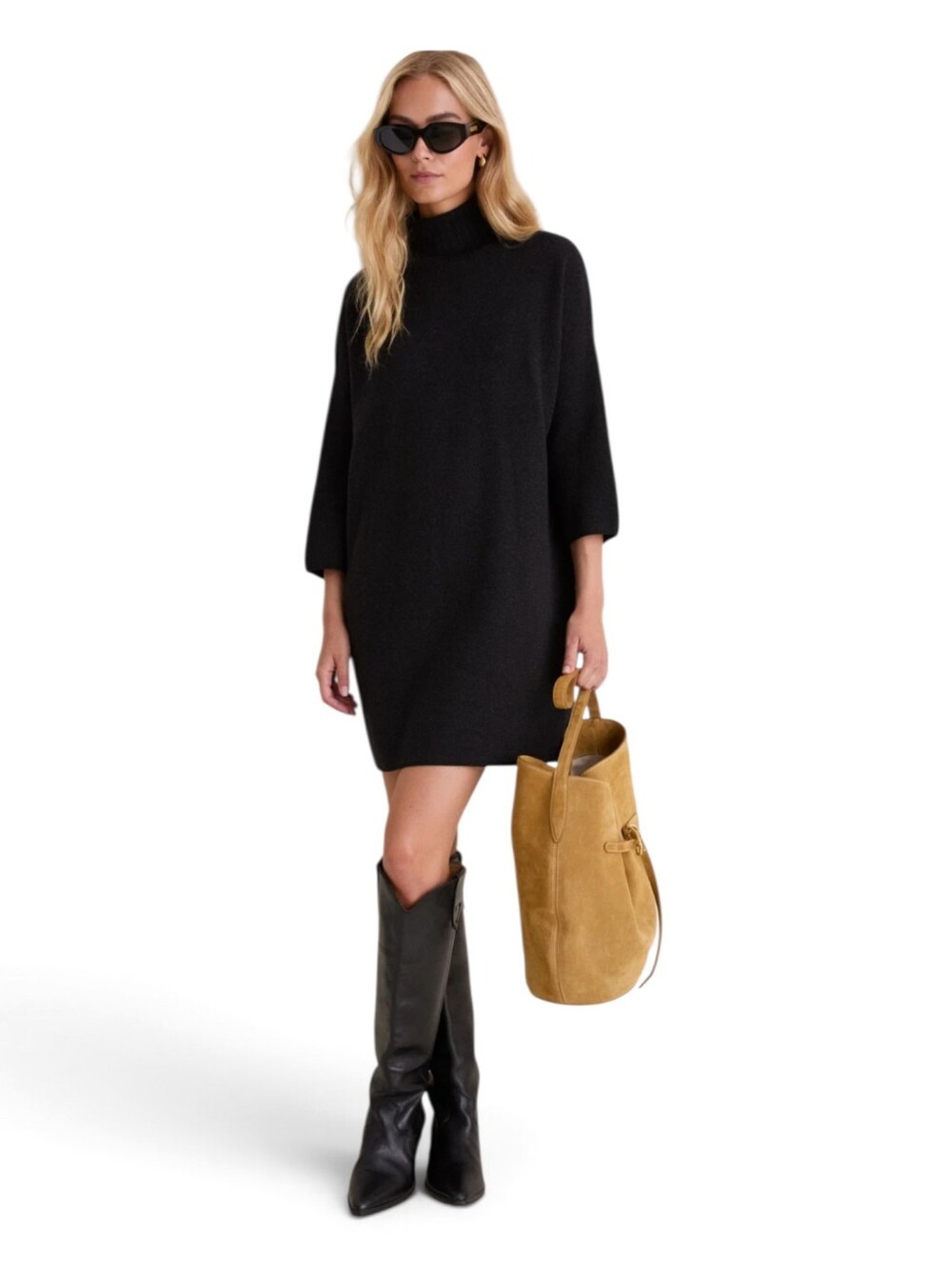 Tuckernuck Pomander Place Vivianne Turtleneck Sweater Dress In Noir Black Sz Sm